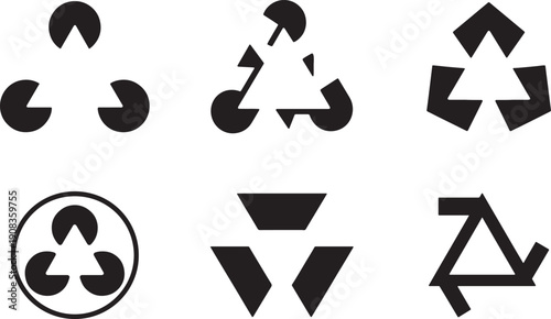 Kanizsa triangle illusion icon set with optical perception symbols, clean vector design for concept use