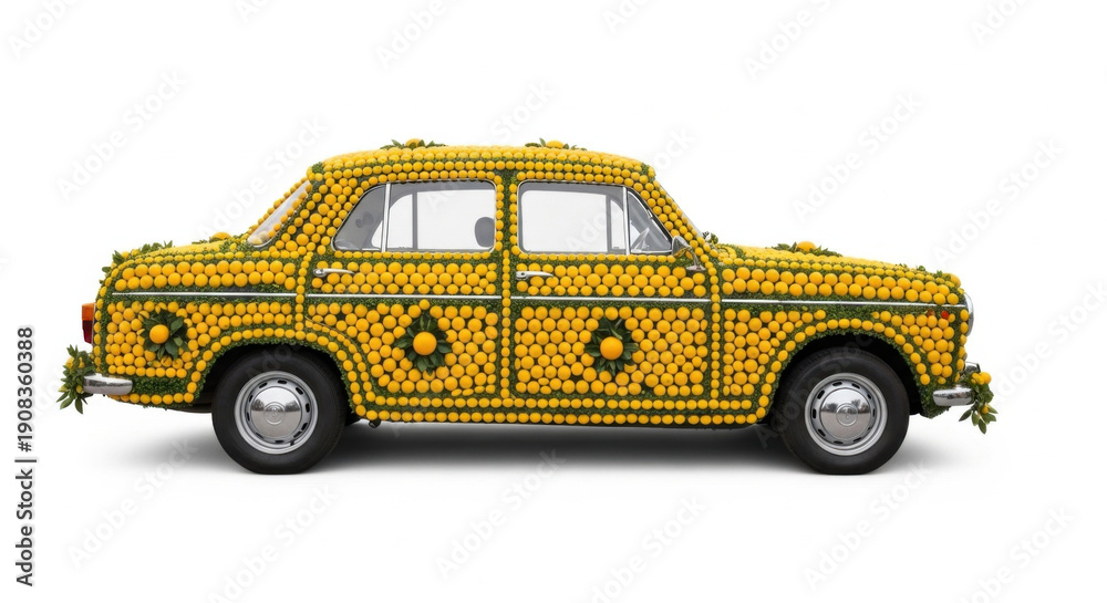 Obraz premium Car Covered in Citrus Fruits