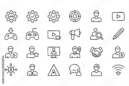 Startup line icons, brand, innovation, performance