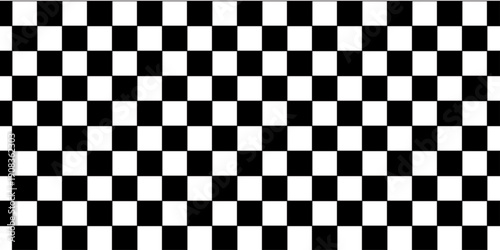 Black and white checkered pattern. Floor in perspective with checkerboard texture. Black and white checkered pattern, Checkerboard seamless pattern. 
