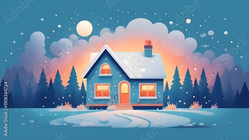 winter landscape with house