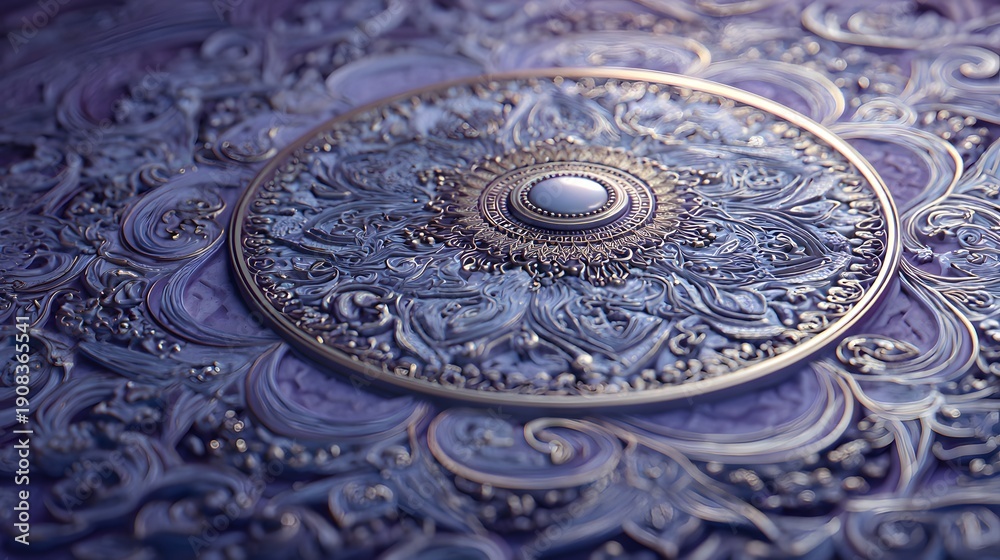 Fototapeta premium Intricate Mandala Design with Ornate Floral Patterns in Purple Hues.