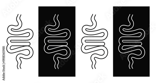 Stylized Intestine in Black and White