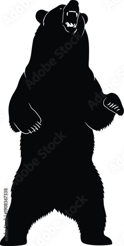 Black bear standing on hind legs illustration vector graphics wildlife animal art