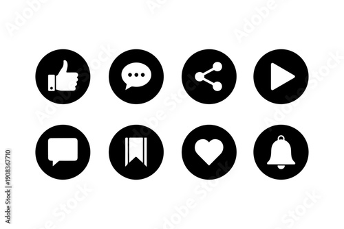 Social Media Icons Set for Web Design and Marketing Communication
