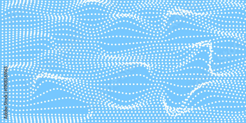 Abstract dot white blue color wave pattern screen led light gradient texture background. Technology big data digital concept. 3d rendering.