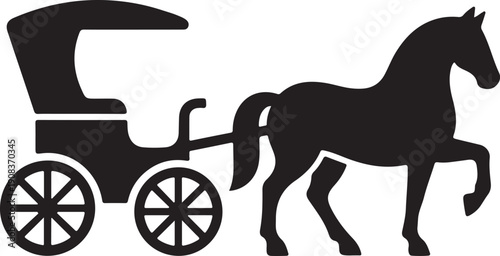 Horse carriage silhouette vector illustration.