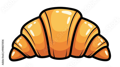 Golden Brown Croissant Pastry Illustration.