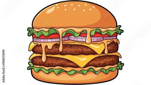 Double Cheeseburger with Lettuce and Tomato.