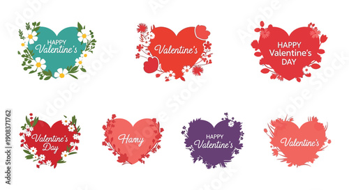 A collection of six heart shaped valentine s day cards with floral and decorative elements high quality professional detailed modern
