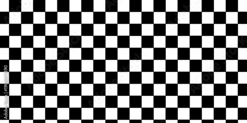 Black and white checkered pattern. Floor in perspective with checkerboard texture. Black and white checkered pattern, Checkerboard seamless pattern. 