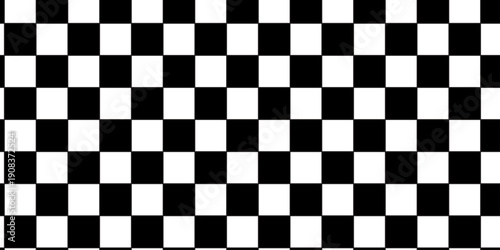 Black and white checkered pattern. Floor in perspective with checkerboard texture. Black and white checkered pattern, Checkerboard seamless pattern. 