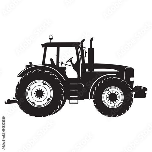 Tractor Farm Vehicle Silhouette - Agriculture Machine Vector Icon