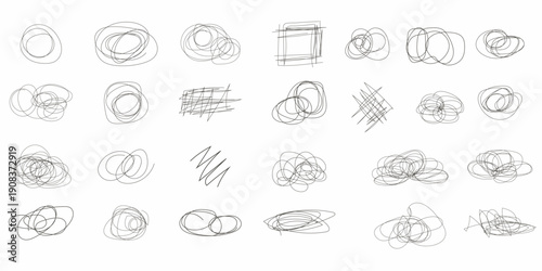 Messy pen scratch scribble chaotic doodle background set