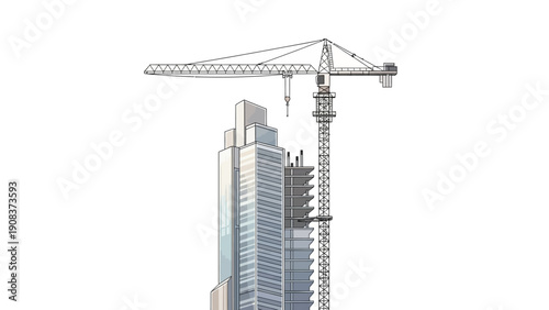 Crane Construction Equipment for Building Skyscrapers.