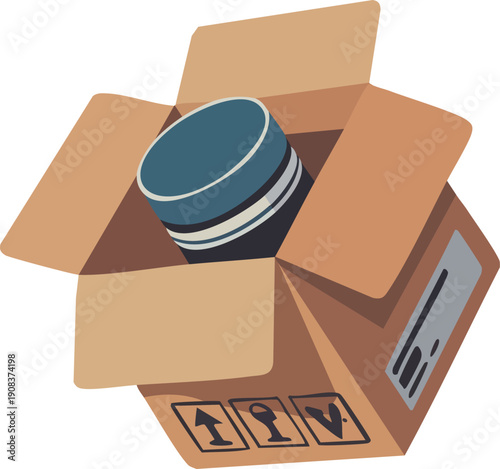 Open cardboard box mockup vector with product container for delivery