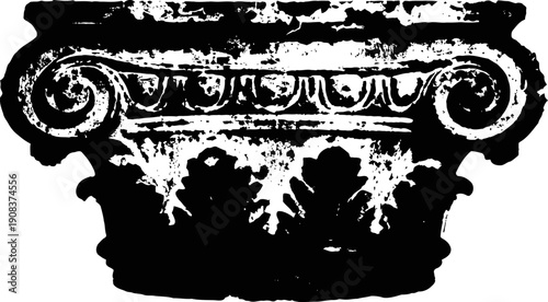 Intricate corinthian column capital design with acanthus leaves and scrollwork detail