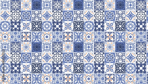 Vibrant blue and white decorative tiles pattern collection © TARIQ JAVED