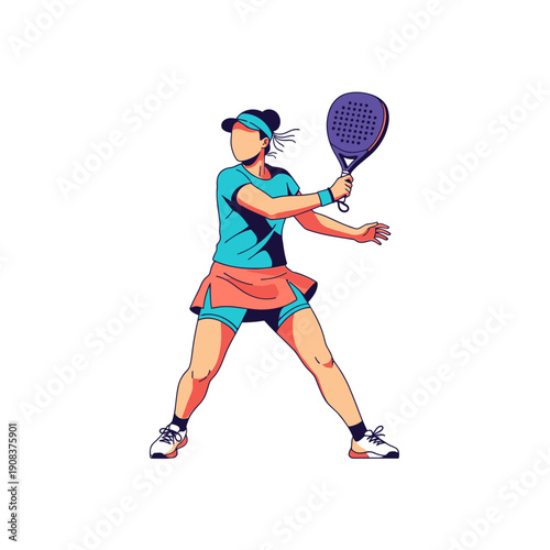 Woman playing padel tennis, holding racket, active lifestyle, sports concept