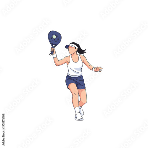 Woman playing padel tennis, hitting the ball with a racket, active lifestyle, sports concept