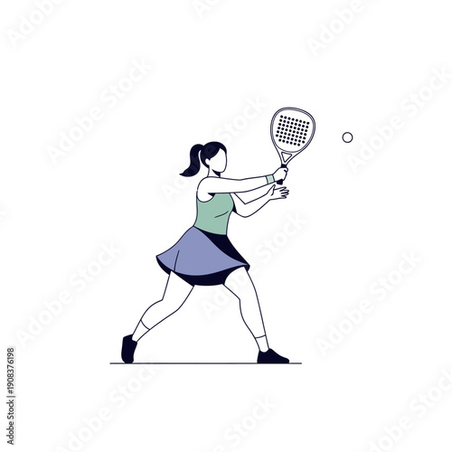 Woman playing padel tennis, hitting the ball with a racket, active lifestyle, sports concept