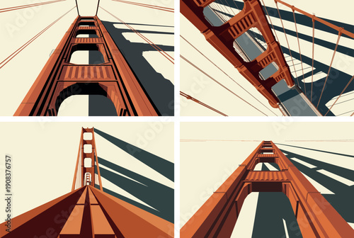 Golden Gate Bridge Underneath View with Shadows and Perspective