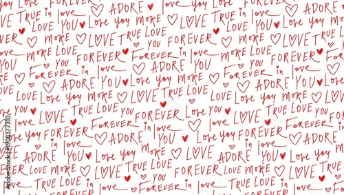 Принти на полотні Romantic handwritten love messages with hearts on white background