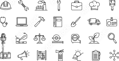 Collection of industrial and construction icons