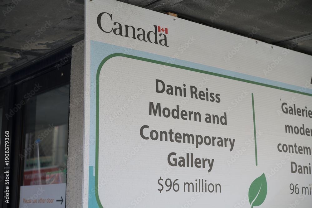 Fototapeta premium construction sign at Dani Reiss Modern and Contemporary Gallery, spotted on McCaul St, south of Dundas St W, at the Art Gallery of Ontario, Toronto