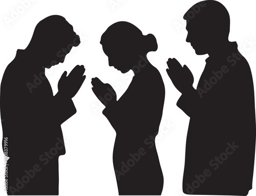 People praying silhouette vector illustration.