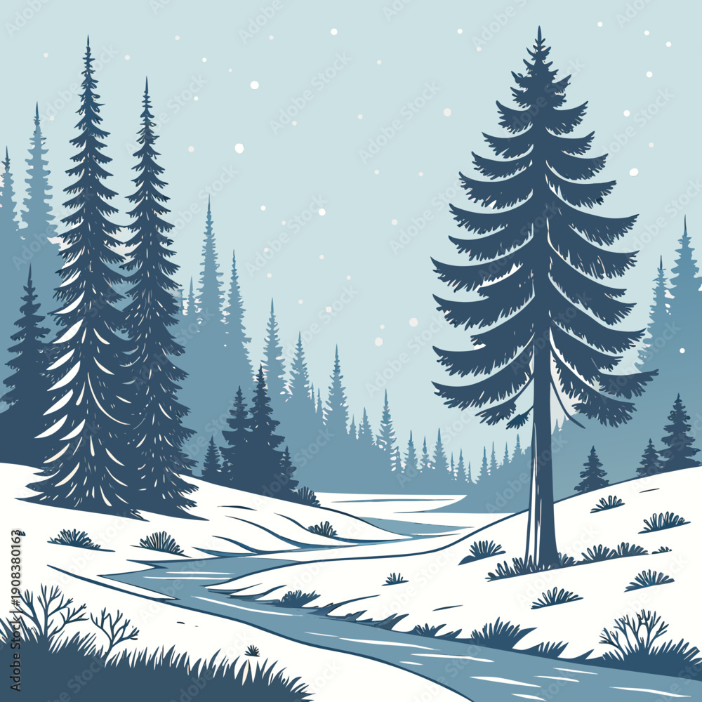 Obraz premium Winter Wilderness Scene in Modern Vector Format 56