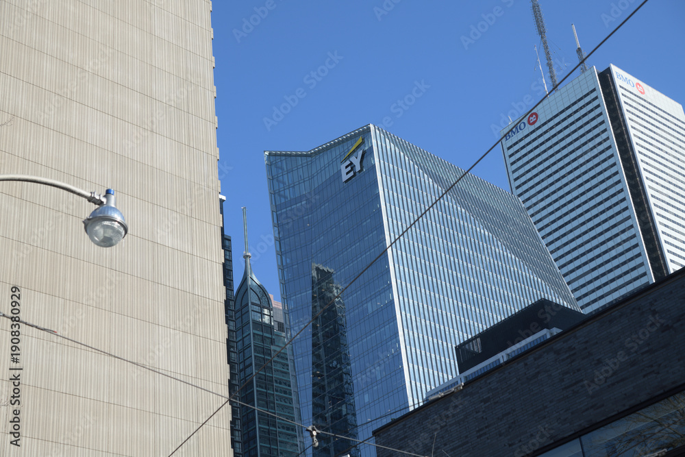 Fototapeta premium EY Tower located at Richmond-Adelaide Centre at 111 Richmond St W, Toronto (incl First Canadian Place, BMO Group)