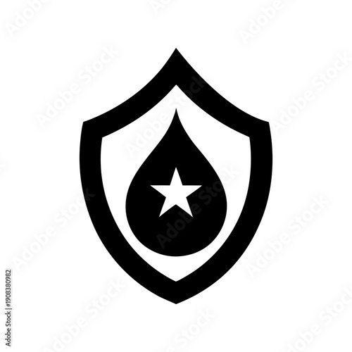 Raindrop Merging Shield Representing Fluid Integration And Adaptive Security On white Background Line Art Vector illustration