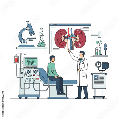 Doctor Explains Kidney Health and Dialysis Treatment to Patient