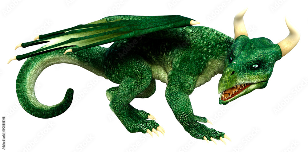 Fototapeta premium 3D Rendering Fairy Tale Dragon on White