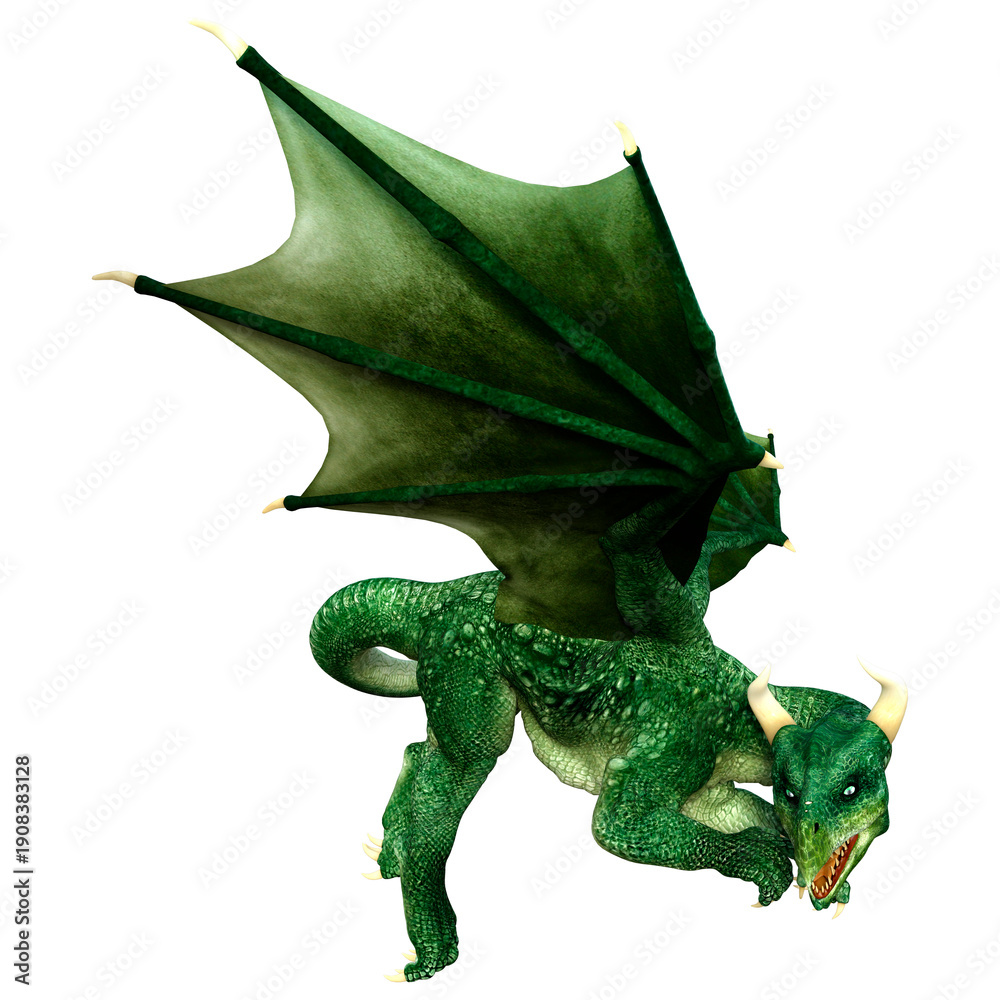 Fototapeta premium 3D Rendering Fairy Tale Dragon on White