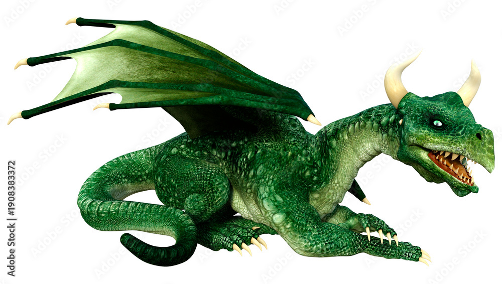 Obraz premium 3D Rendering Fairy Tale Dragon on White