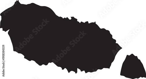 Black silhouette map of Samoa on white background island country