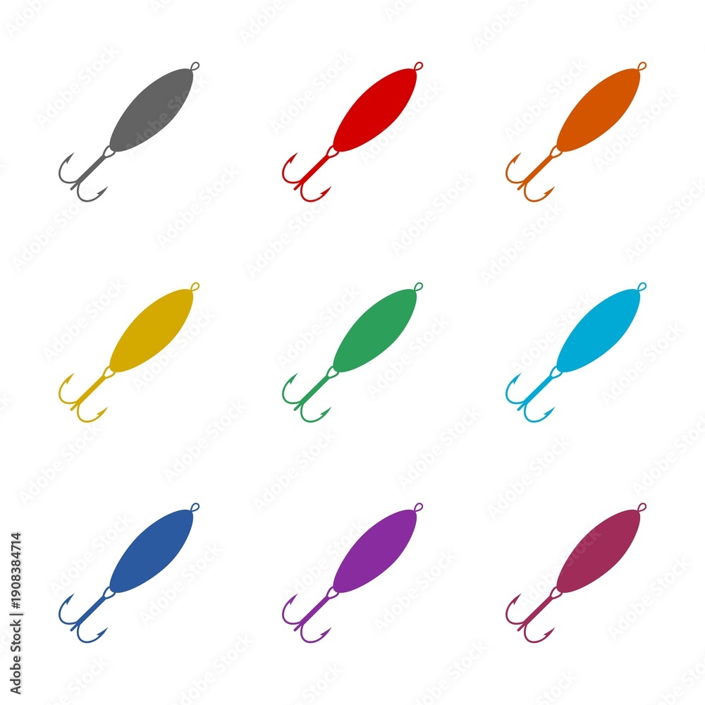Fototapeta premium Fishing lure icon isolated on white background. Set icons colorful