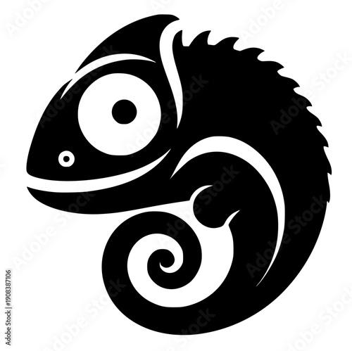 Funny chameleon portrait silhouette