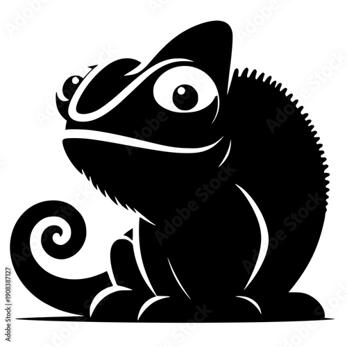 Funny chameleon portrait silhouette