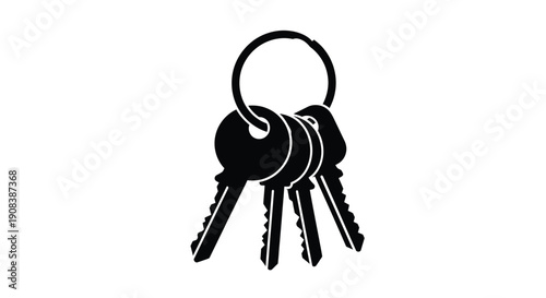 A cluster of keys hanging together depicted as a silhouette