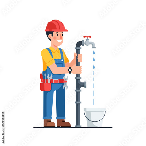 A male plumber fix the pipe, vector illustration design