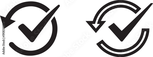 Target goal vector icons with checkmarks and arrows for success and achievement