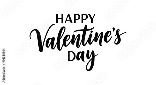 A simple black and white graphic displays the text happy valentine s day in elegant flowing cursive script