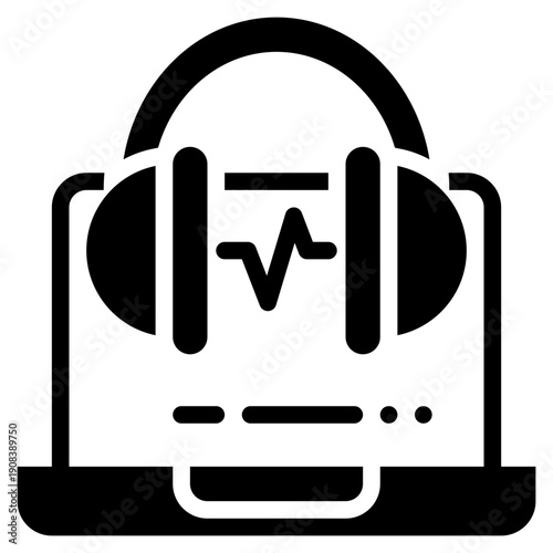 online music listening earphone network solid glyph icon