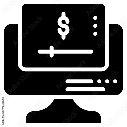 online media video creator income content solid glyph icon