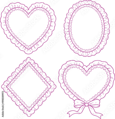 Coquette frames with cloth ruffles set transparent