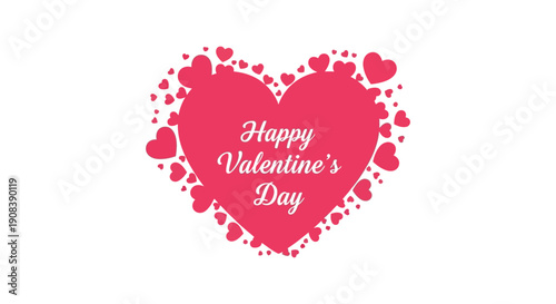 A vibrant pink heart shape encompasses the words happy valentine s day in white script high quality professional detailed