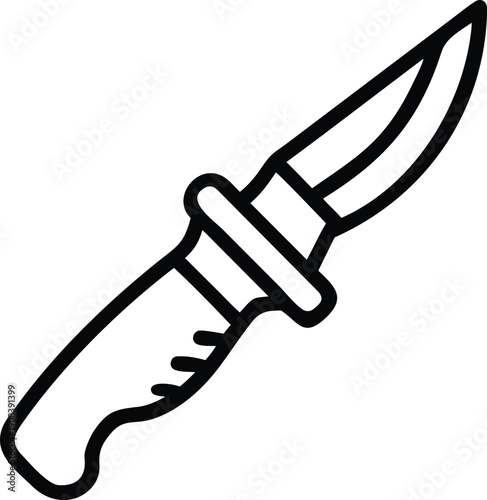 Illustration of a black line drawing of a knife with a handle